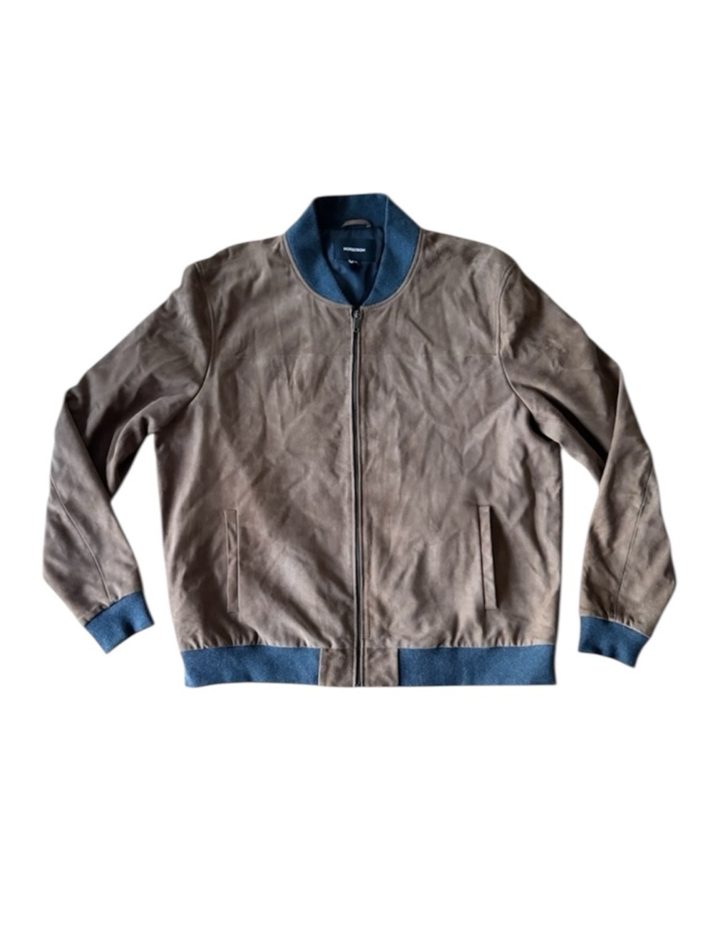 Nordstrom Men’s XXL Suede Leather Jacket Brown Bomber Full Zip